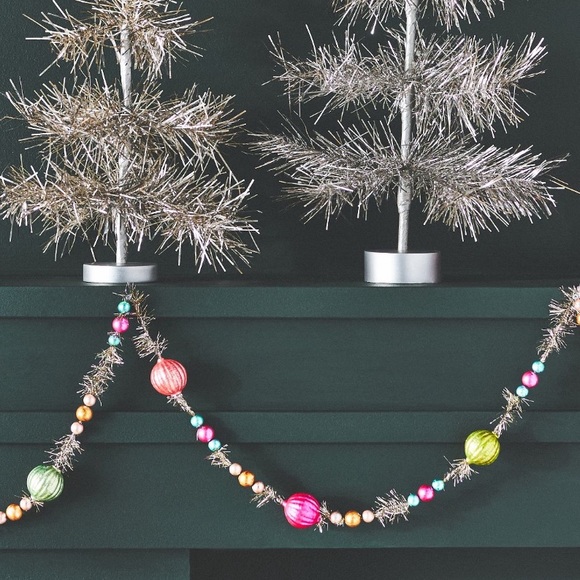 Vintage Pastel Tinsel Traditional Glass Garland - Picture 11 of 16
